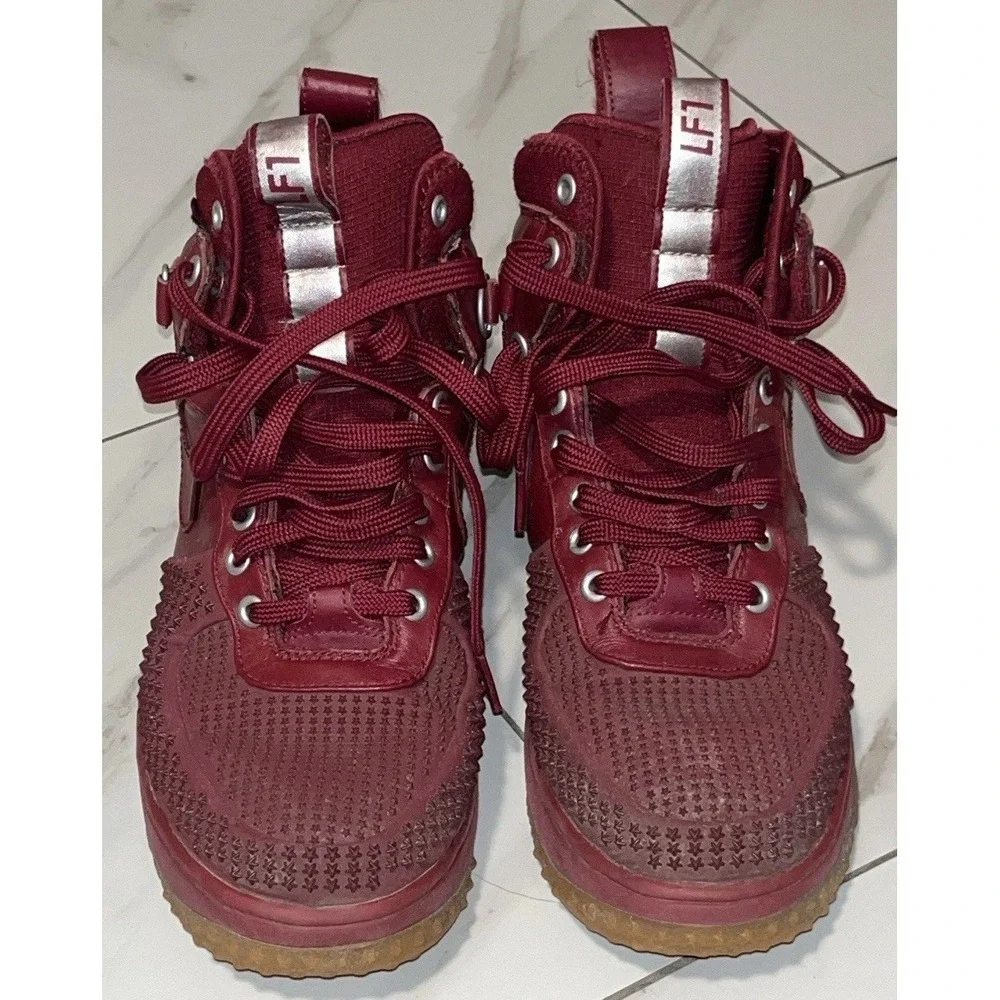 Nike Lunar Force 1 Duckboots Men's 8.5 Team Red Leather Waterproof Maroon Boots
